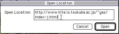 Netscape の Open Location で表示される窓
